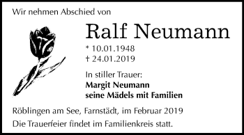 Traueranzeige von Ralf Neumann von Mitteldeutsche Zeitung Merseburg/Querfurt