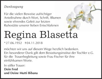 Traueranzeige von Regina Blasetta von Super Sonntag Wittenberg