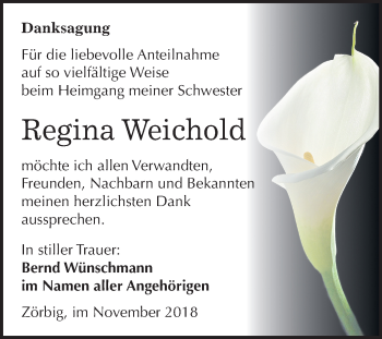 Traueranzeige von Regina Weichold von Mitteldeutsche Zeitung Bitterfeld