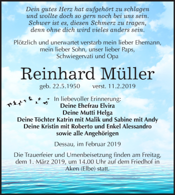 Traueranzeige von Reinhard Müller von Mitteldeutsche Zeitung