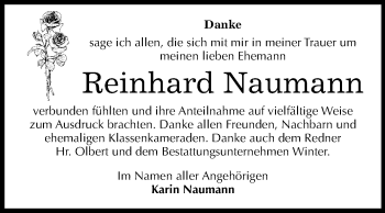 Traueranzeige von Reinhard Naumann von Mitteldeutsche Zeitung Bitterfeld