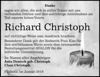 Traueranzeige von Richard Christoph von Mitteldeutsche Zeitung Halle/Saalkreis
