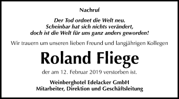 Traueranzeige von Roland Fliege von Mitteldeutsche Zeitung