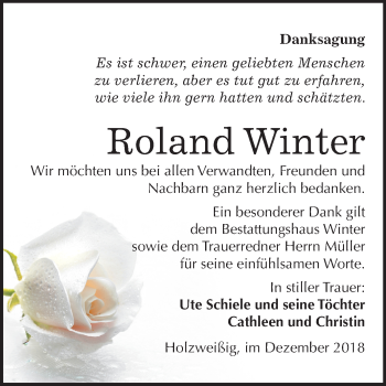 Traueranzeige von Roland Winter von Mitteldeutsche Zeitung Bitterfeld