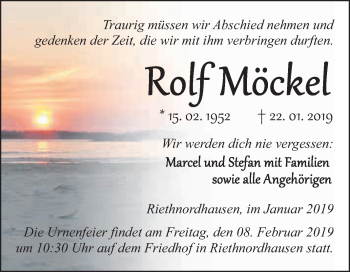 Traueranzeige von Rolf Möckel von Super Sonntag SGH Mansf. Land