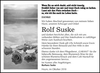 Traueranzeige von Rolf Suske von Mitteldeutsche Zeitung Aschersleben