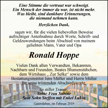 Traueranzeige von Ronald Hoppe von Super Sonntag Aschersleben