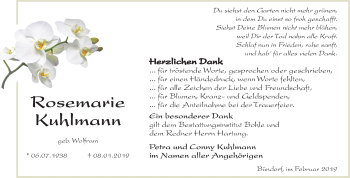 Traueranzeige von Rosemarie Kuhlmann von Mitteldeutsche Zeitung Merseburg/Querfurt
