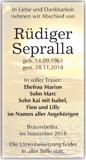 Traueranzeige von Rüdiger Sepralla von Mitteldeutsche Zeitung Merseburg/Querfurt