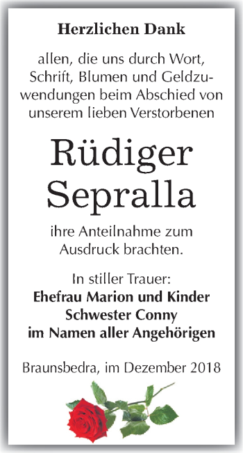 Traueranzeige von Rüdiger Sepralla von Mitteldeutsche Zeitung Merseburg/Querfurt