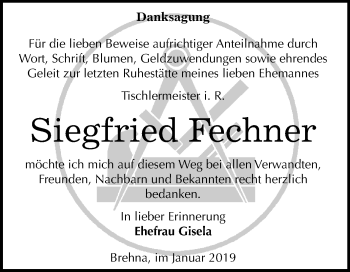 Traueranzeige von Siegfried Fechner von Mitteldeutsche Zeitung Bitterfeld