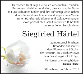 Traueranzeige von Siegfried Härtel von Mitteldeutsche Zeitung