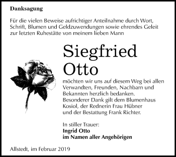 Traueranzeige von Siegfried Otto von Mitteldeutsche Zeitung