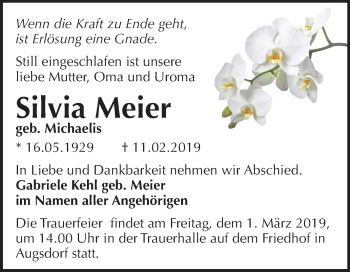 Traueranzeige von Silvia Meier von Mitteldeutsche Zeitung
