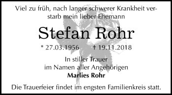 Traueranzeige von Stefan Rohr von Mitteldeutsche Zeitung Bitterfeld