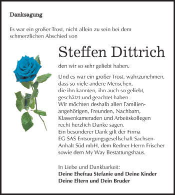 Traueranzeige von Steffen Dittrich von Mitteldeutsche Zeitung Weißenfels