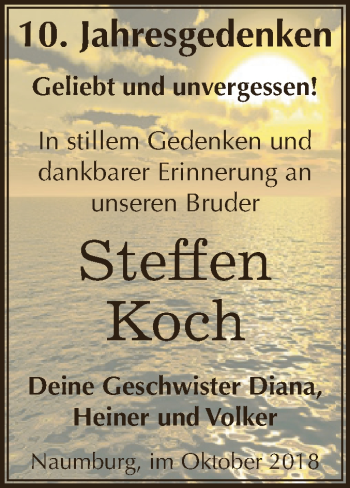 Traueranzeige von Steffen Koch von WVG - Wochenspiegel NMB / WSF / ZTZ