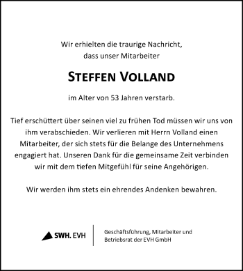 Traueranzeige von Steffen Volland von Mitteldeutsche Zeitung Halle/Saalkreis