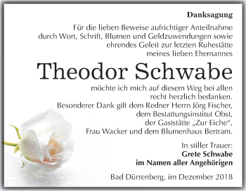 Traueranzeige von Theodor Schwabe von Mitteldeutsche Zeitung Merseburg/Querfurt