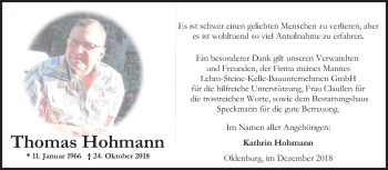 Traueranzeige von Thomas Hohmann von Mitteldeutsche Zeitung Quedlinburg
