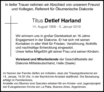 Traueranzeige von Titus Detlef Harland von Mitteldeutsche Zeitung Halle/Saalkreis