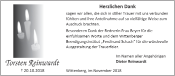 Traueranzeige von Torsten Reinwardt von WVG - Wochenspiegel Wittenberg