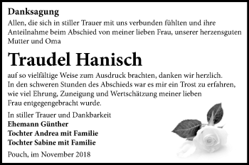 Traueranzeige von Traudel Hanisch von Mitteldeutsche Zeitung Bitterfeld
