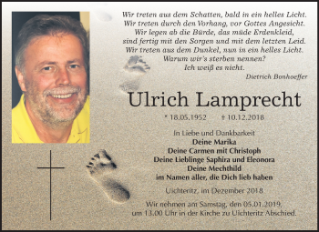 Traueranzeige von Ulrich Lamprecht von Mitteldeutsche Zeitung Weißenfels