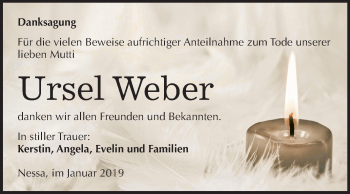 Traueranzeige von Ursel Weber von Mitteldeutsche Zeitung Weißenfels