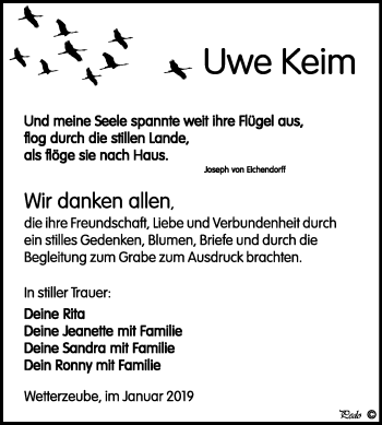 Traueranzeige von Uwe Keim von Mitteldeutsche Zeitung Zeitz