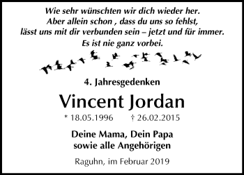 Traueranzeige von Vincent Jordan von Mitteldeutsche Zeitung Bitterfeld