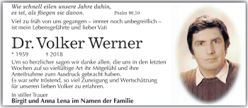 Traueranzeige von Volker Werner von Mitteldeutsche Zeitung Wittenberg