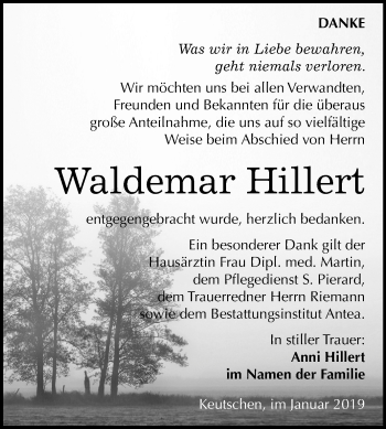 Traueranzeige von Waldemar Hillert von Mitteldeutsche Zeitung Weißenfels