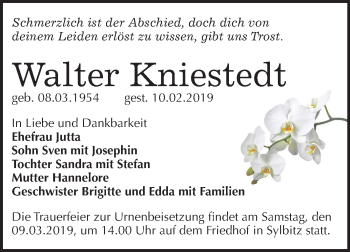 Traueranzeige von Walter Kniestedt von Mitteldeutsche Zeitung Halle/Saalkreis