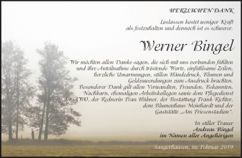 Traueranzeige von Werner Bingel von Mitteldeutsche Zeitung