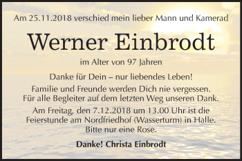 Traueranzeige von Werner Einbrodt von Mitteldeutsche Zeitung Halle/Saalkreis