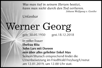Traueranzeige von Werner Georg von Mitteldeutsche Zeitung Merseburg/Querfurt