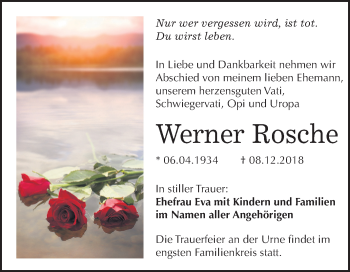 Traueranzeige von Werner Rosche von Mitteldeutsche Zeitung Halle/Saalkreis