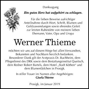 Traueranzeige von Werner Thieme von Mitteldeutsche Zeitung Köthen