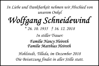 Traueranzeige von Wolfgang Schneidewind von Mitteldeutsche Zeitung Sangerhausen