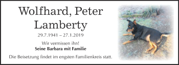 Traueranzeige von Wolfhard Peter Lamberty von Super Sonntag Wittenberg