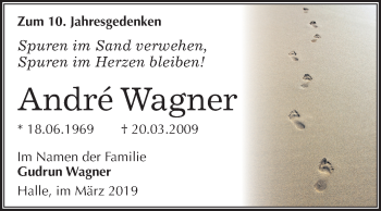 Traueranzeige von Andre Wagner von Mitteldeutsche Zeitung Halle/Saalkreis