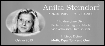 Traueranzeige von Anika Steindorf von Mitteldeutsche Zeitung Halle/Saalkreis