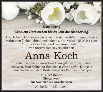 Traueranzeige von Anna Koch von Mitteldeutsche Zeitung