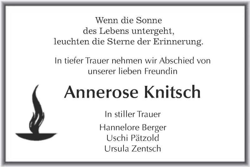  Traueranzeige für Annerose Knitsch vom 04.03.2019 aus WVG - Wochenspiegel Dessau / Köthen