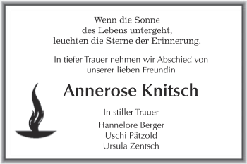 Traueranzeige von Annerose Knitsch von WVG - Wochenspiegel Dessau / Köthen
