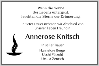 Traueranzeige von Annerose Knitsch von Mitteldeutsche Zeitung Dessau-Roßlau