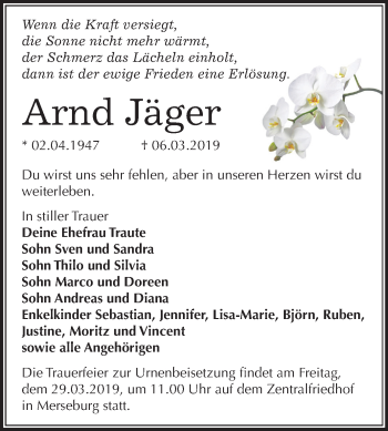 Traueranzeige von Arnd Jäger von Mitteldeutsche Zeitung