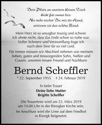 Traueranzeige von Bernd Scheffler von Mitteldeutsche Zeitung