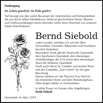 Traueranzeige von Bernd Siebold von Mitteldeutsche Zeitung